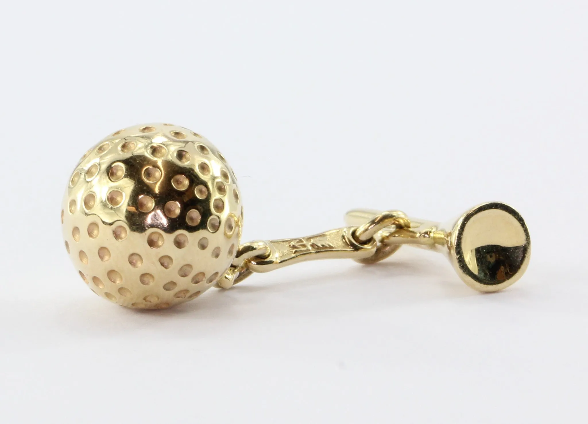 Retro 14K Gold Golf Ball & Tee Cufflinks