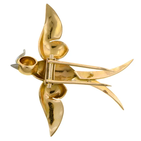 Retro Diamond Bird Pin