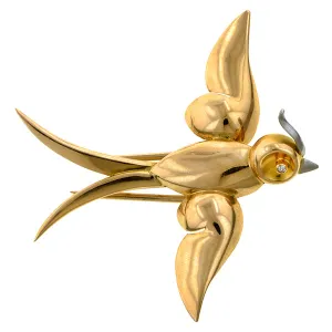 Retro Diamond Bird Pin