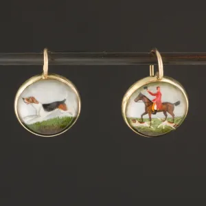 Reverse Painted Crystal Earrings | 14k Gold Earrings