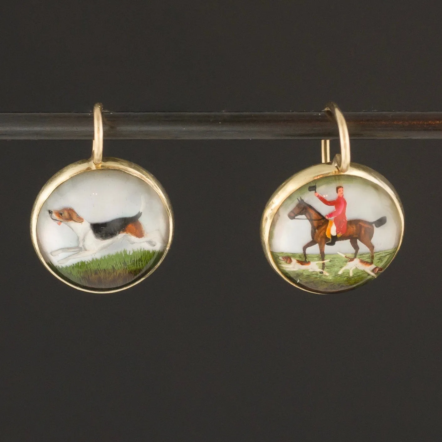 Reverse Painted Crystal Earrings | 14k Gold Earrings