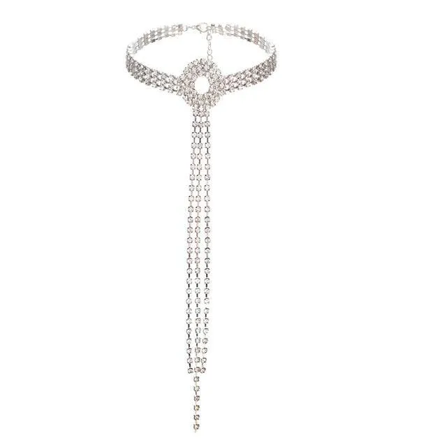 Rhinestone Choker Necklace Crystal Gem Luxury Collar Chain