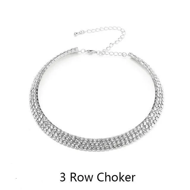 Rhinestone Choker Necklace Crystal Gem Luxury Collar Chain