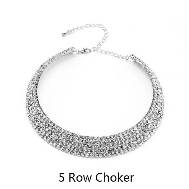 Rhinestone Choker Necklace Crystal Gem Luxury Collar Chain