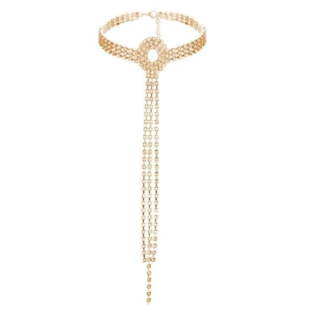 Rhinestone Choker Necklace Crystal Gem Luxury Collar Chain