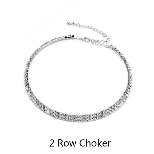 Rhinestone Choker Necklace Crystal Gem Luxury Collar Chain