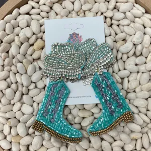 Rhinestone Cowgirl Earrings - Turquoise