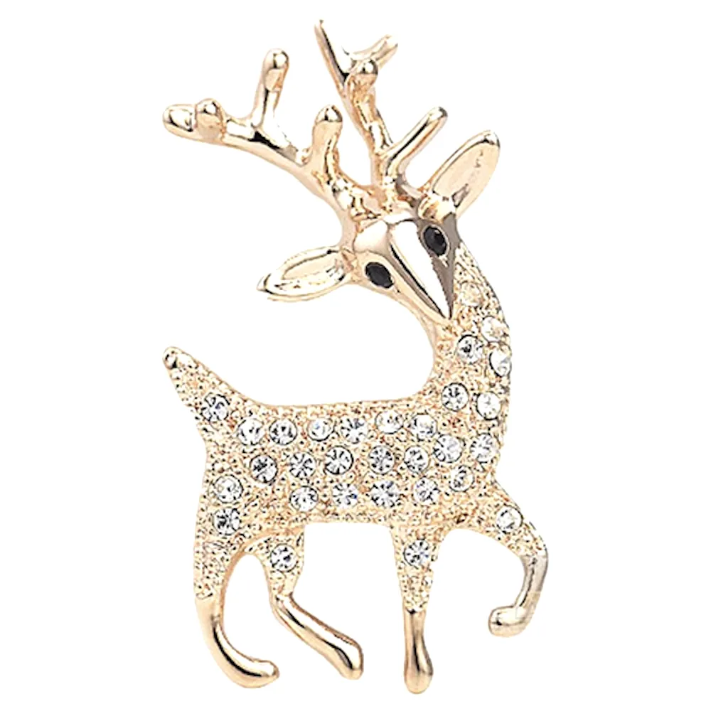Rhinestone Deer Pin Brooch