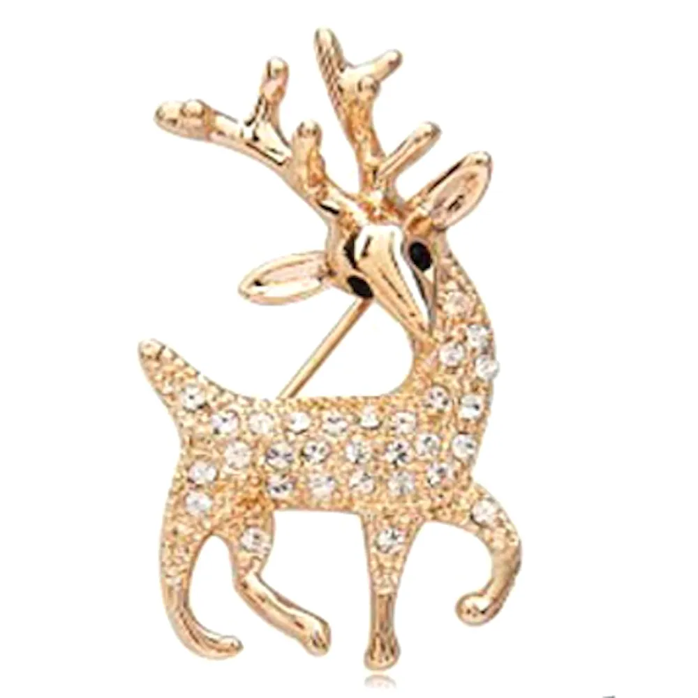 Rhinestone Deer Pin Brooch