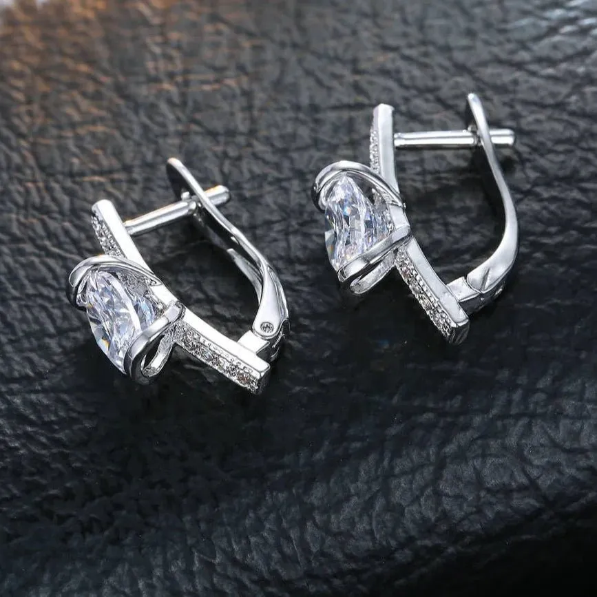 Rhinestone Round Hoop Earring 925 Sterling Silver for Women Jewelry Gift