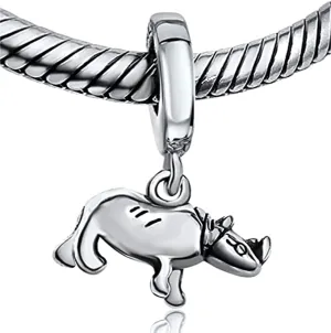 Rhinoceros Rhino Animal Dangle Pendant Charm