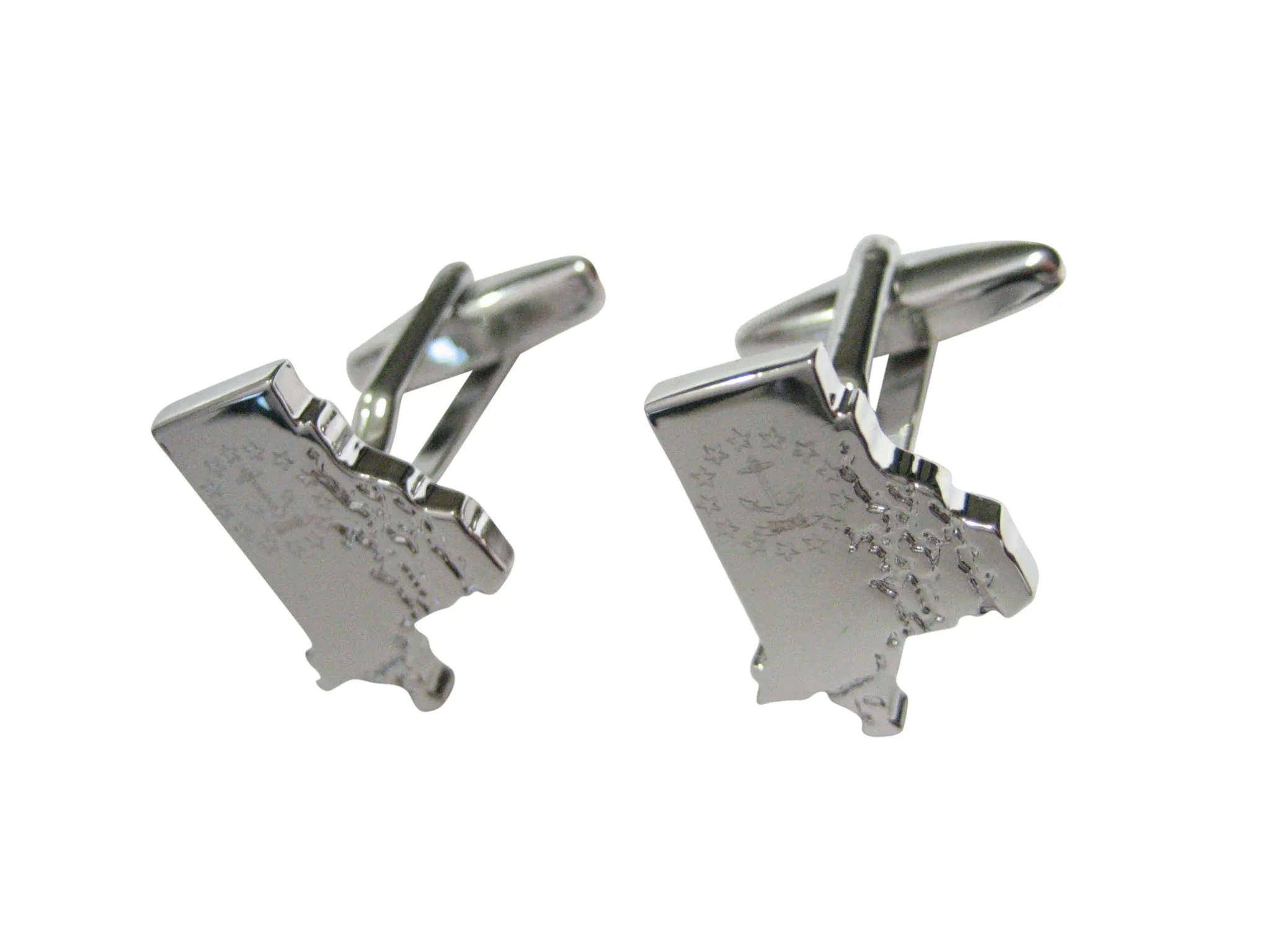 Rhode Island State Map Shape and Flag Design Cufflinks