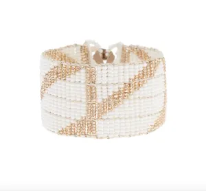 Rhombus Warrior Bracelet (White, Gold)