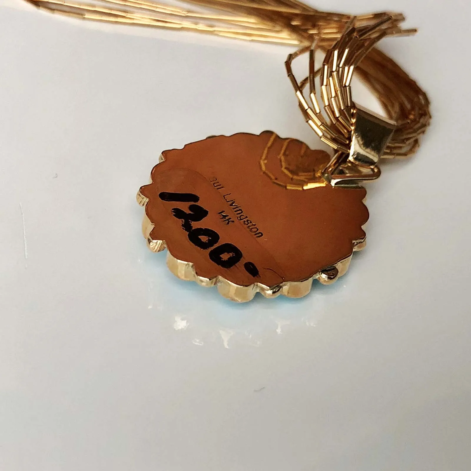 Robins Blue Firework 14K Liquid Gold Sleeping Beauty Necklace Adjustable Size