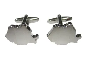 Romania Map Shape and Flag Design Cufflinks