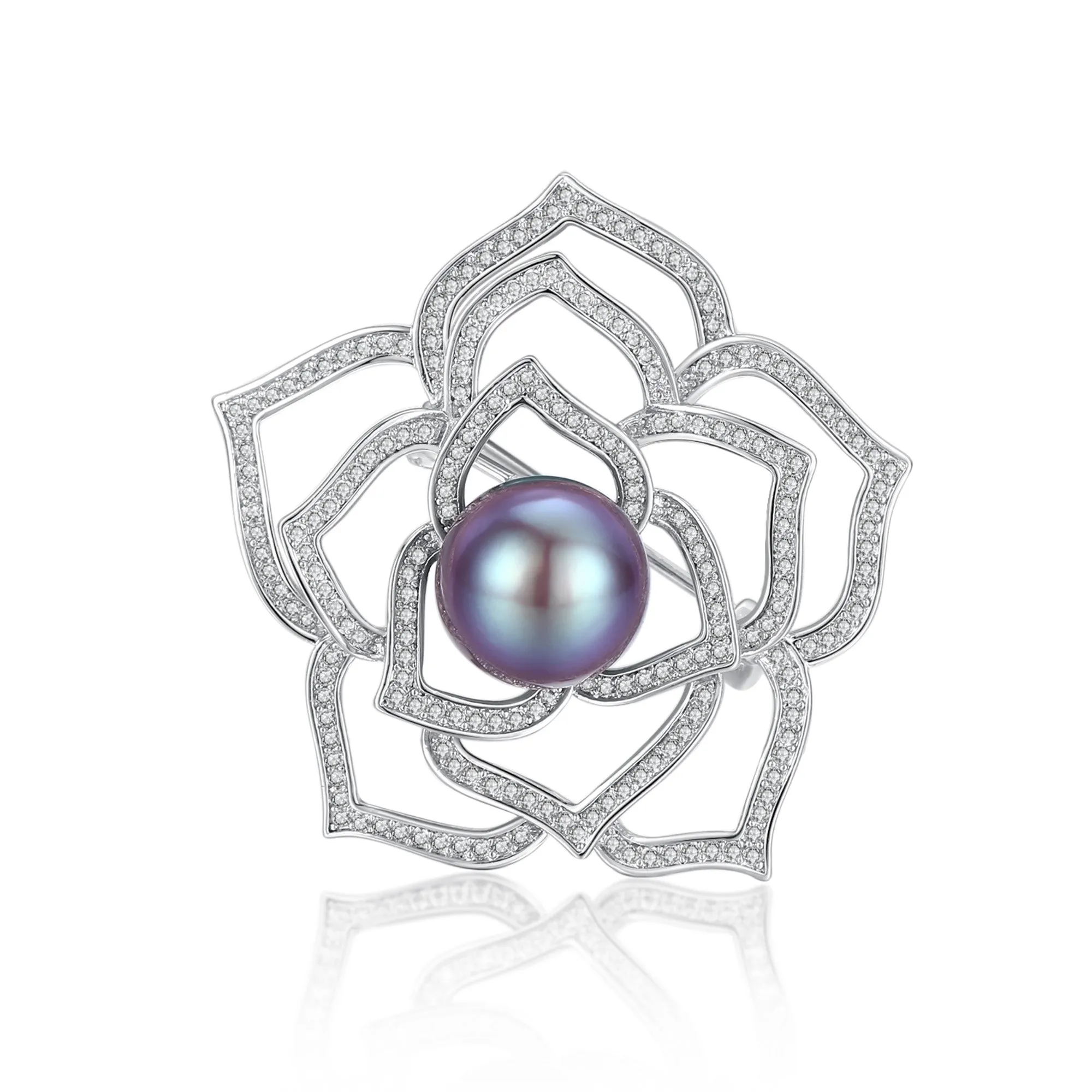 Rose Edison Pearl Brooch