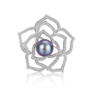 Rose Edison Pearl Brooch