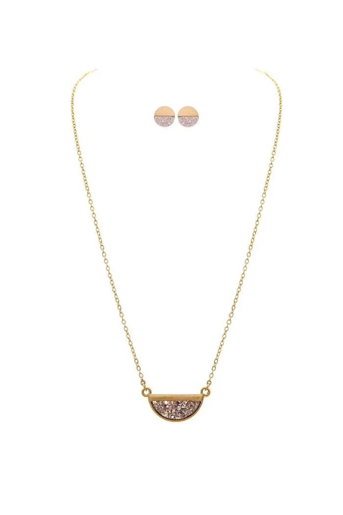 Rose Gold Druzy Necklace