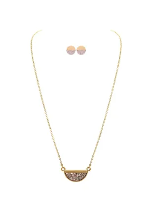 Rose Gold Druzy Necklace