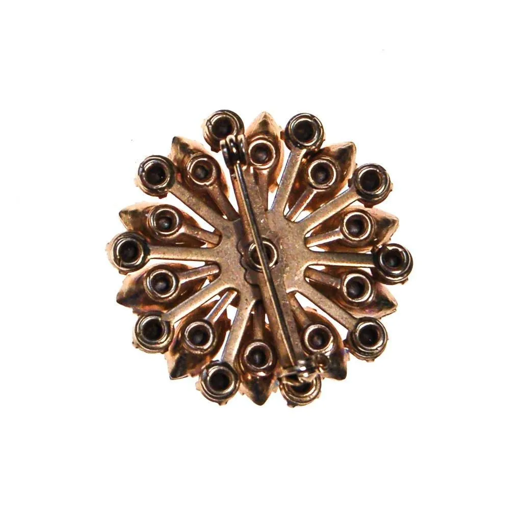 Round Aurora Borealis Rhinestone Brooch, Pin