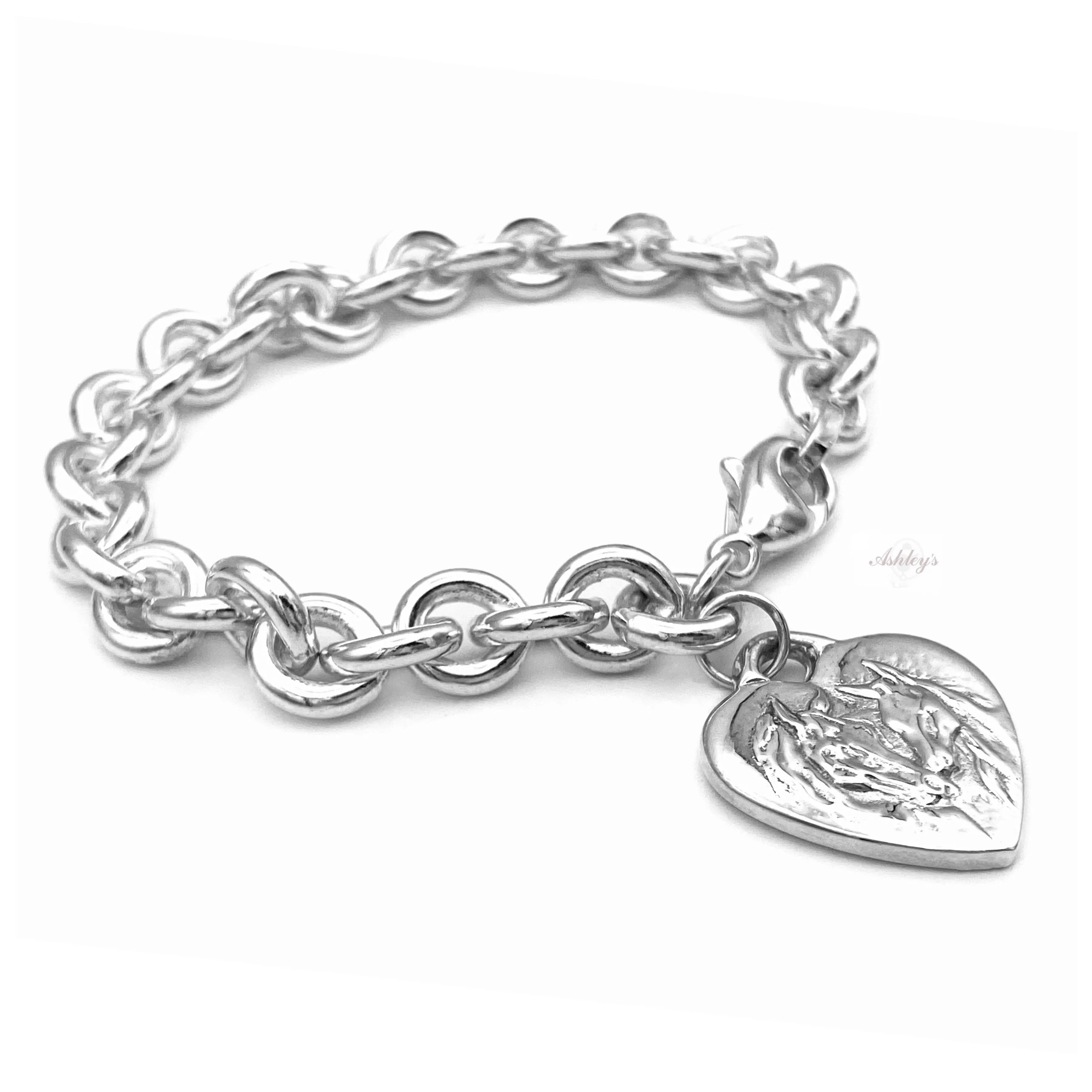 Round Cable Charm Bracelet, SS
