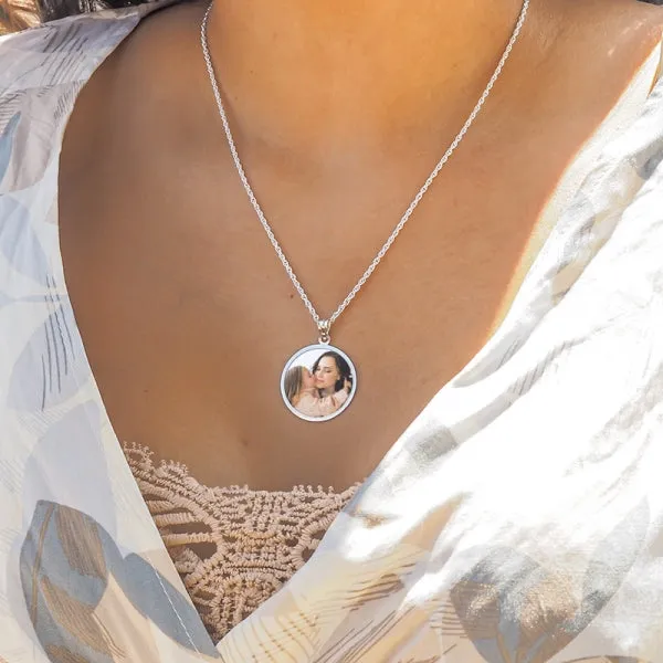 Round with Border Photo Pendant Charm Jewelry
