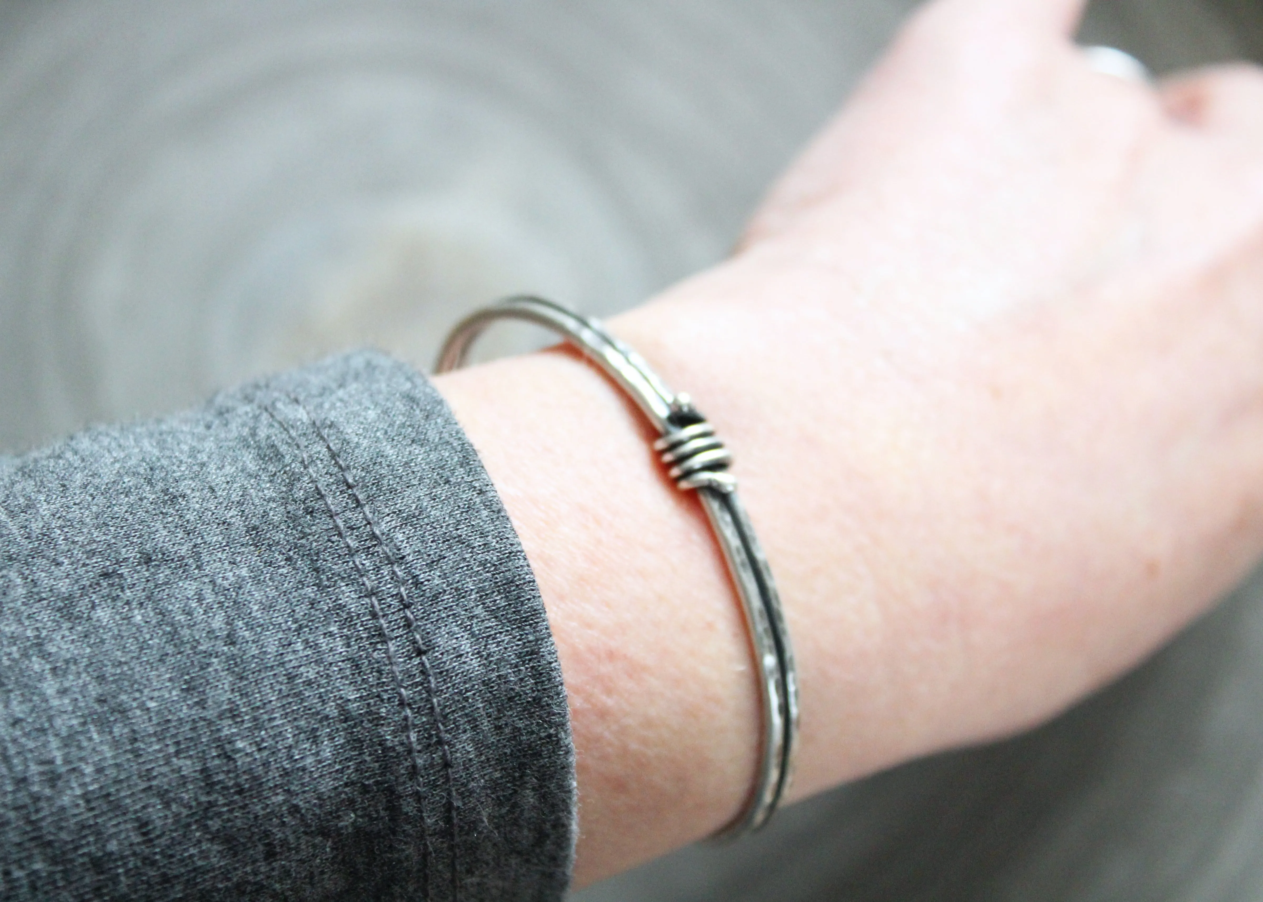 Rustic Sterling Silver Knot Cuff Bracelet
