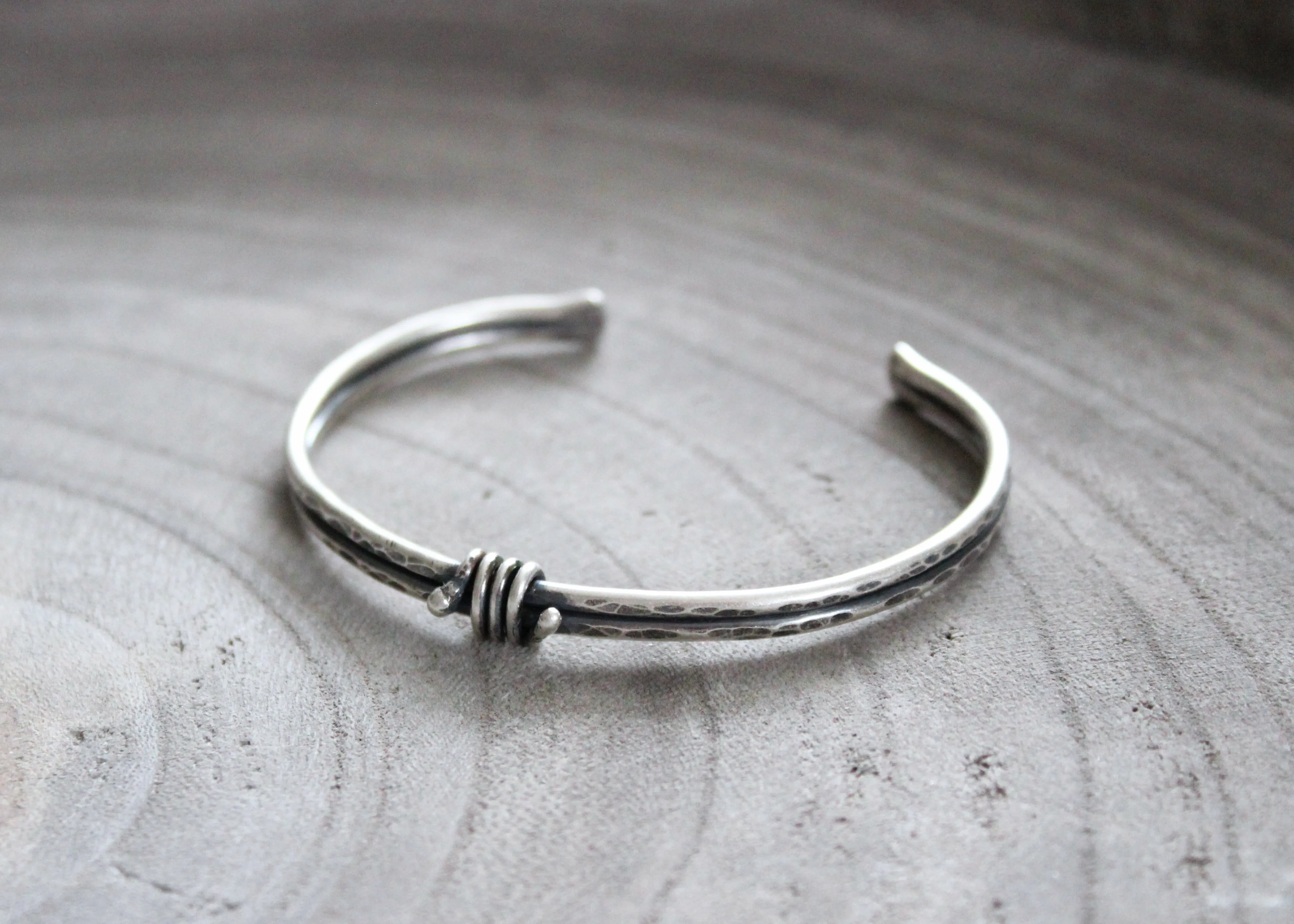 Rustic Sterling Silver Knot Cuff Bracelet