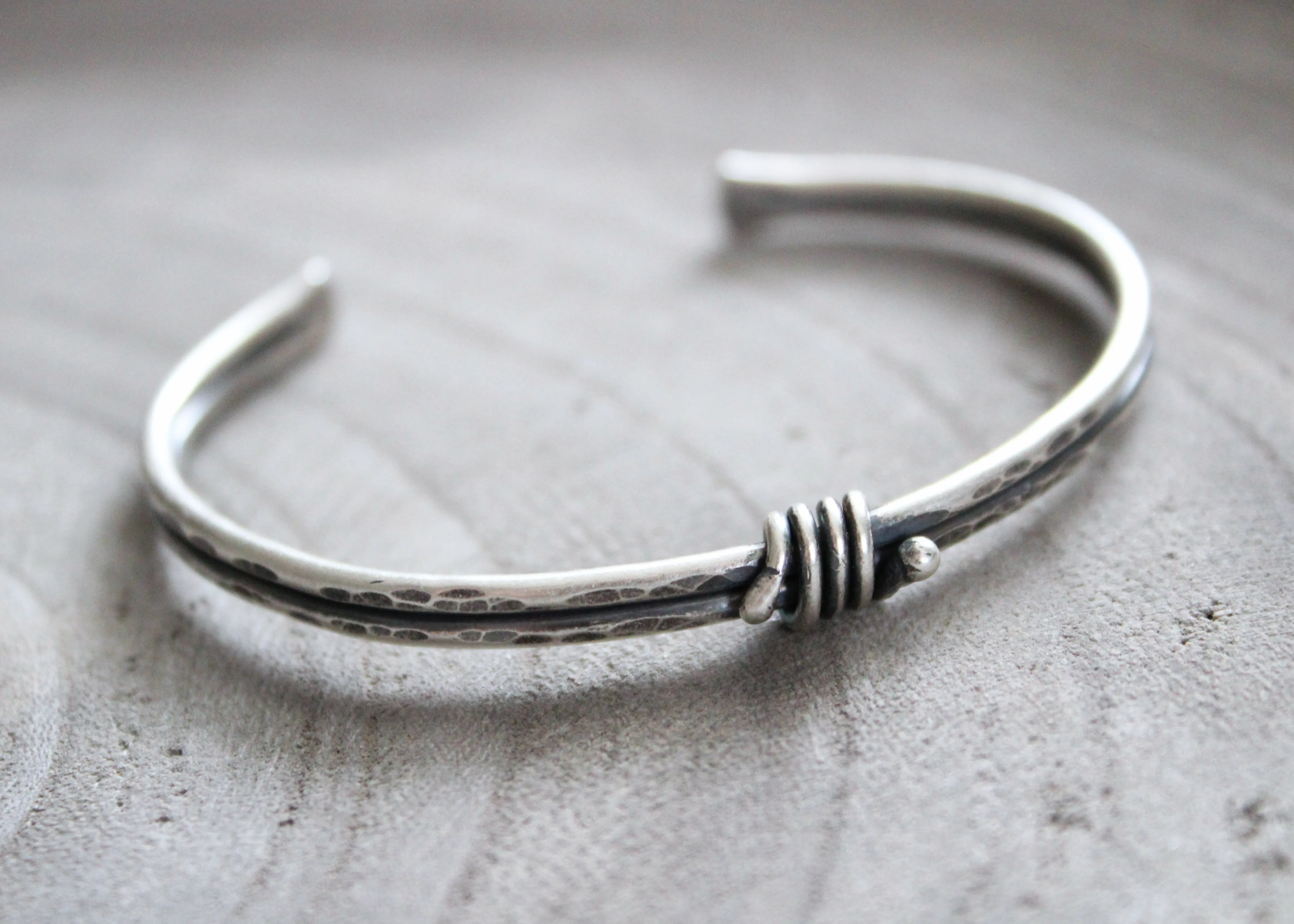Rustic Sterling Silver Knot Cuff Bracelet