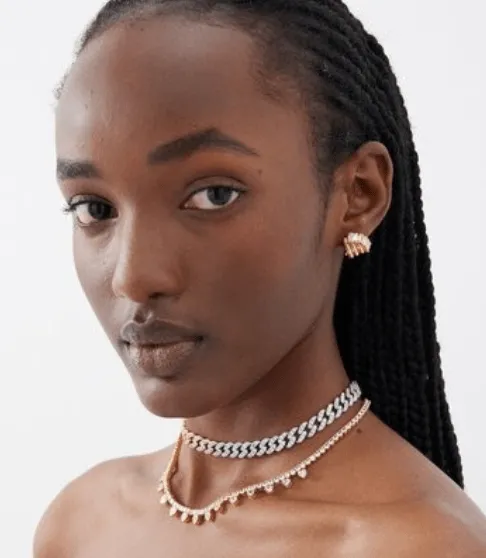RUTH PAVÉ CURB CHOKER NECKLACE - RHODIUM