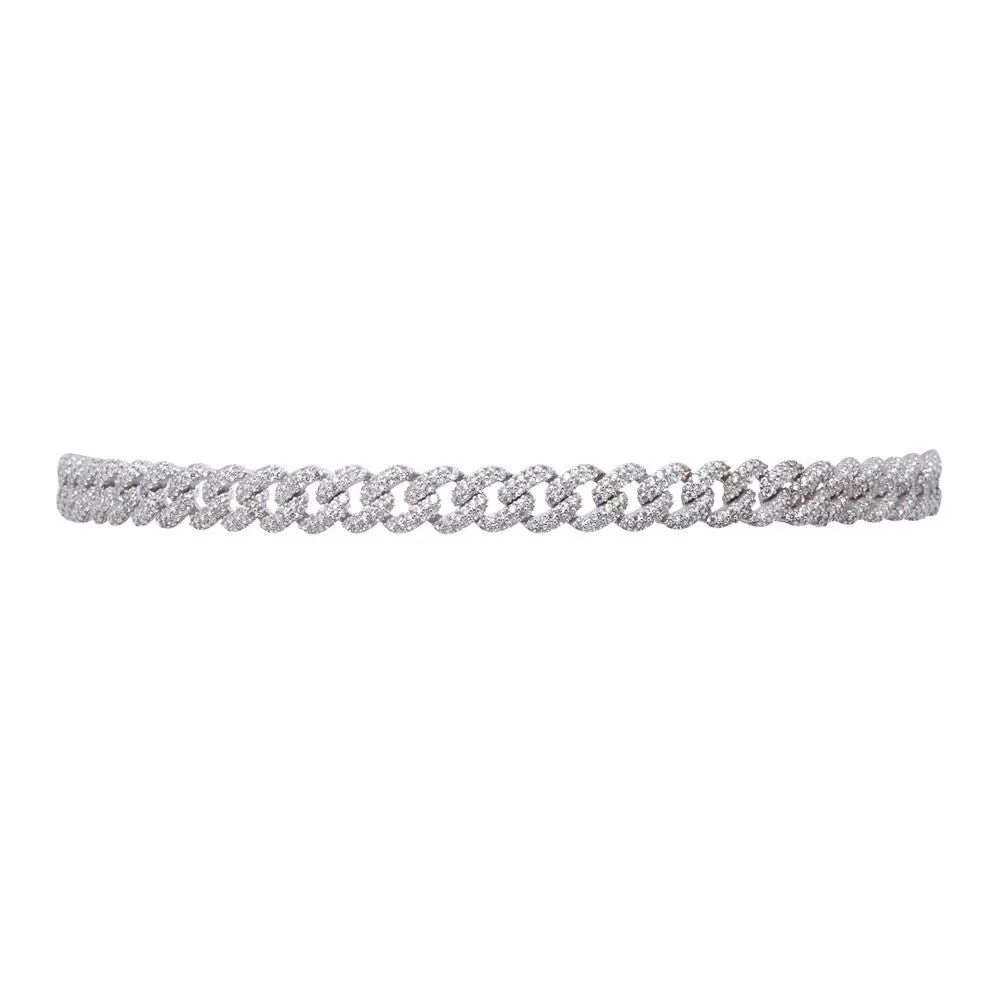 RUTH PAVÉ CURB CHOKER NECKLACE - RHODIUM