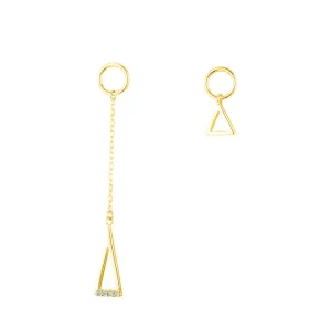 S925 Silver Asymmetric Circle Triangle Drop Earrings