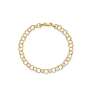 Sabel Collection Yellow Gold Triple Link Charm Bracelet, 8"