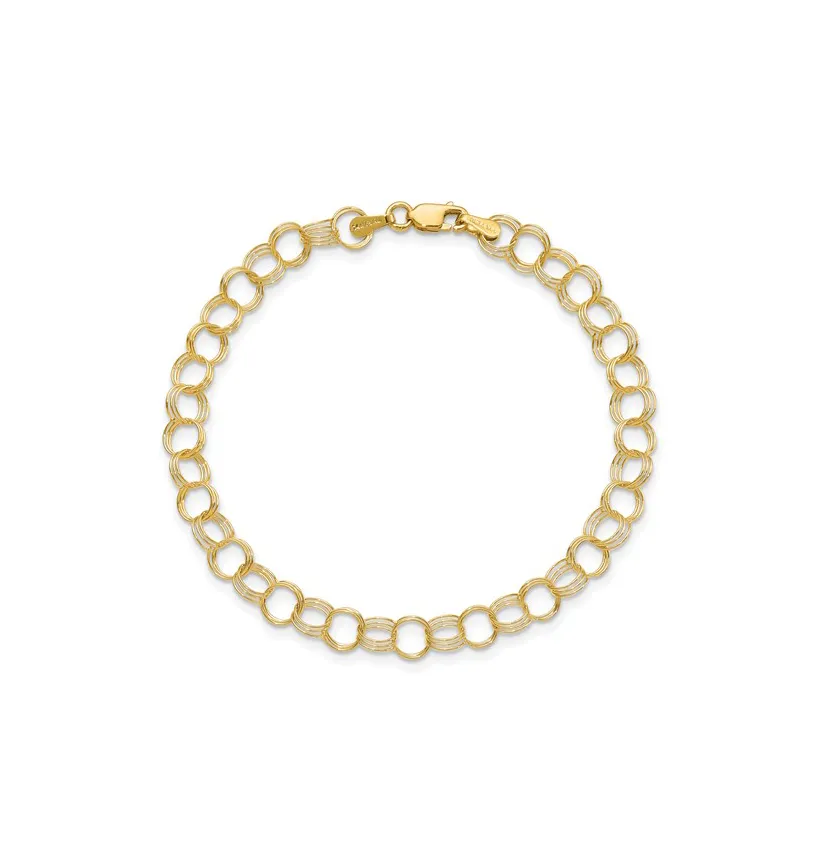 Sabel Collection Yellow Gold Triple Link Charm Bracelet, 8"