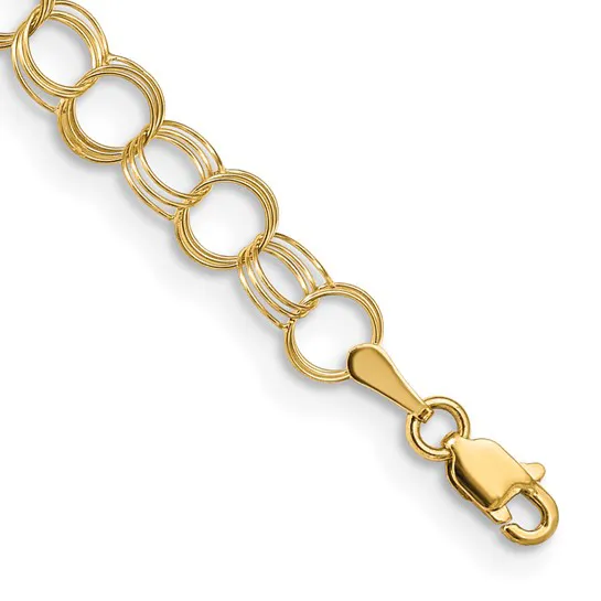 Sabel Collection Yellow Gold Triple Link Charm Bracelet, 8"