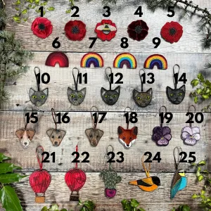 SALE! Bird and flower brooches, mosaic numbers and vases