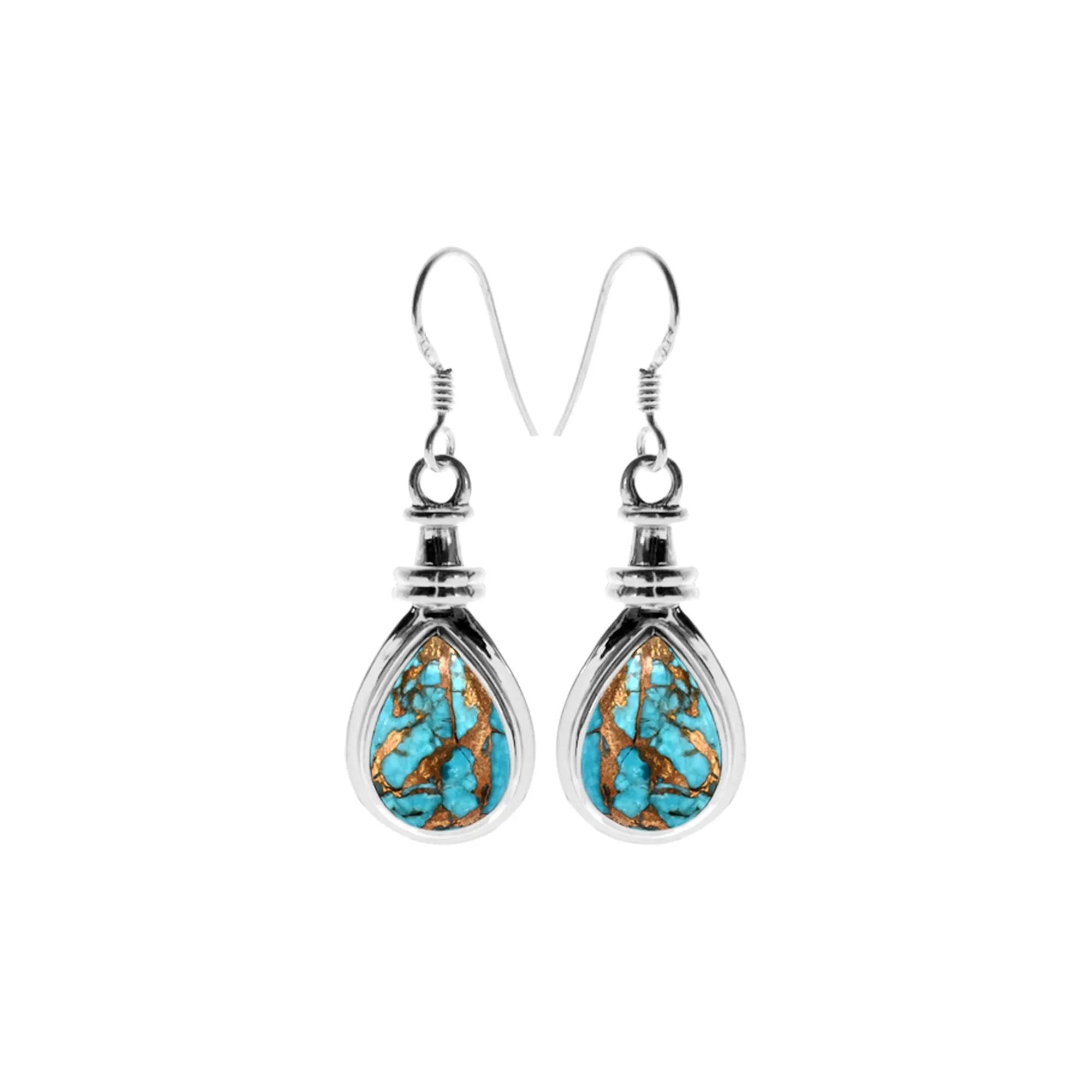 Samira wide collet blue mohave teardrop earrings