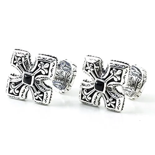 Scott Kay Men's Sterling Silver and Black Onyx Engraved Cross