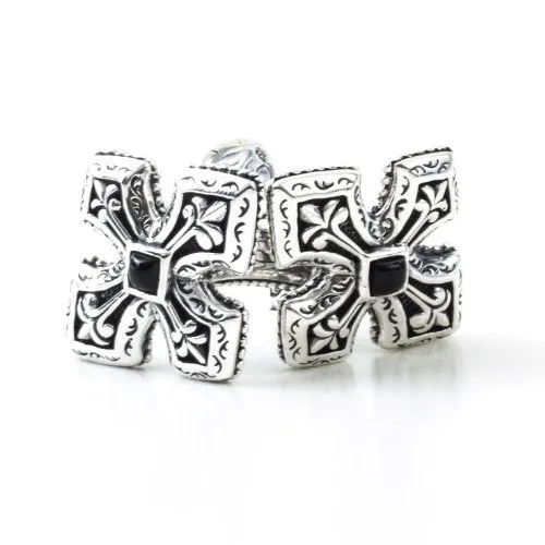 Scott Kay Men's Sterling Silver and Black Onyx Engraved Cross