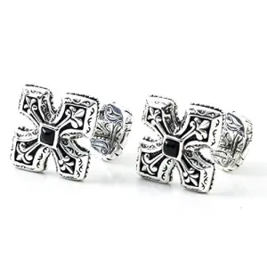 Scott Kay Men's Sterling Silver and Black Onyx Engraved Cross