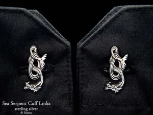 Sea Serpent Cuff Links Sterling Silver