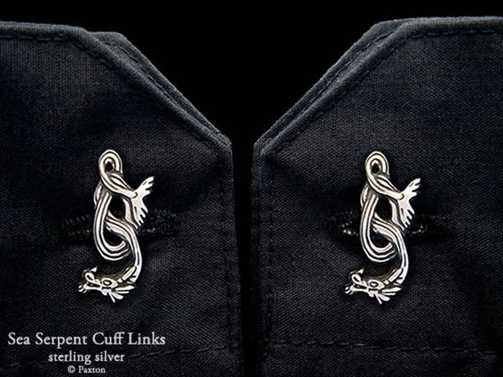 Sea Serpent Cuff Links Sterling Silver