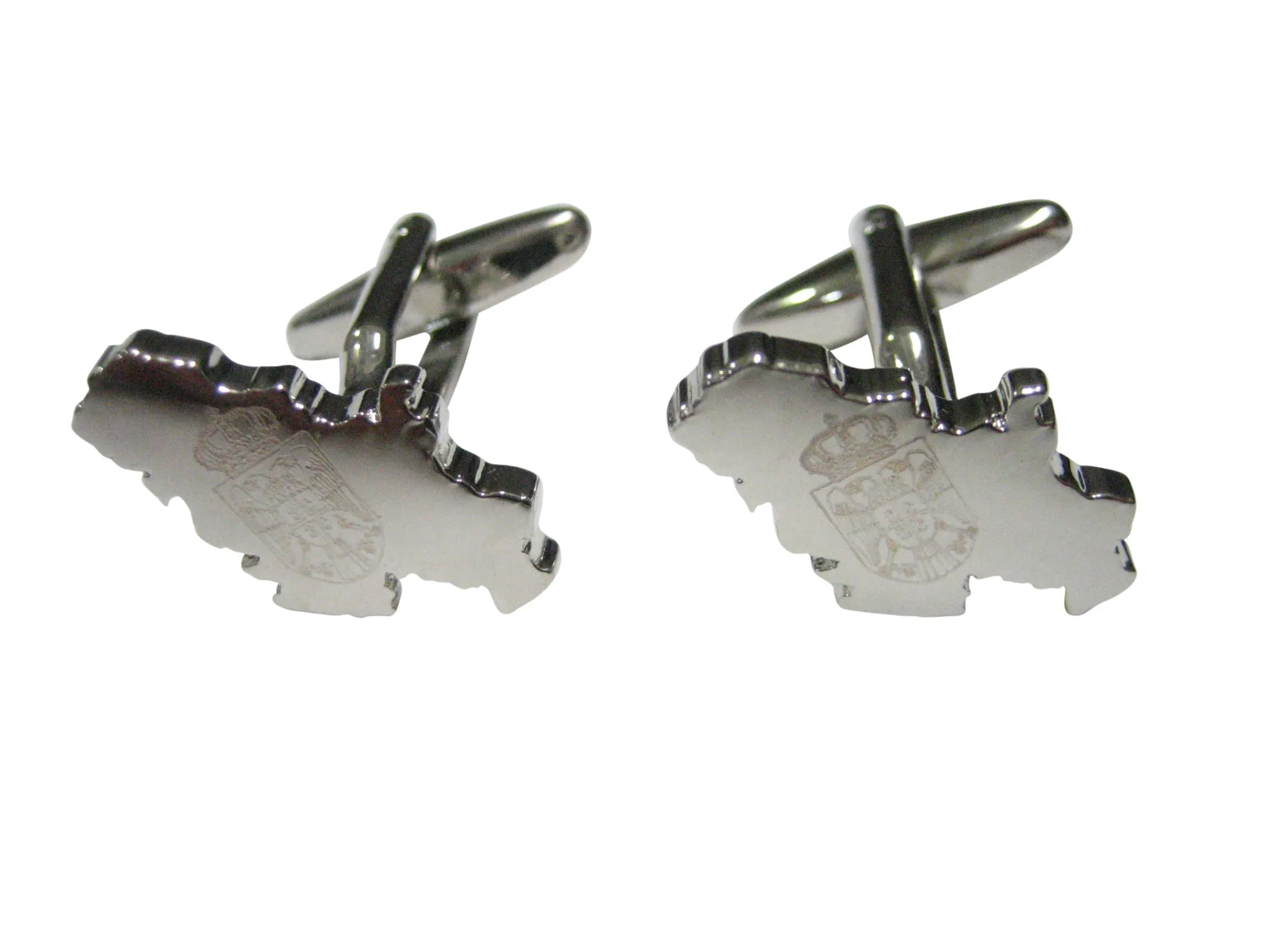 Serbia Map Shape and Flag Design Cufflinks