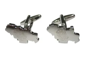 Serbia Map Shape and Flag Design Cufflinks