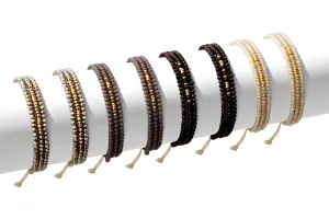 Set/8 Triple Crystal Adjustable Bracelets