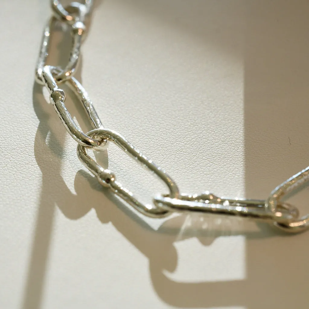 Shimmer Long Link Choker in White Topaz