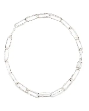 Shimmer Long Link Choker in White Topaz