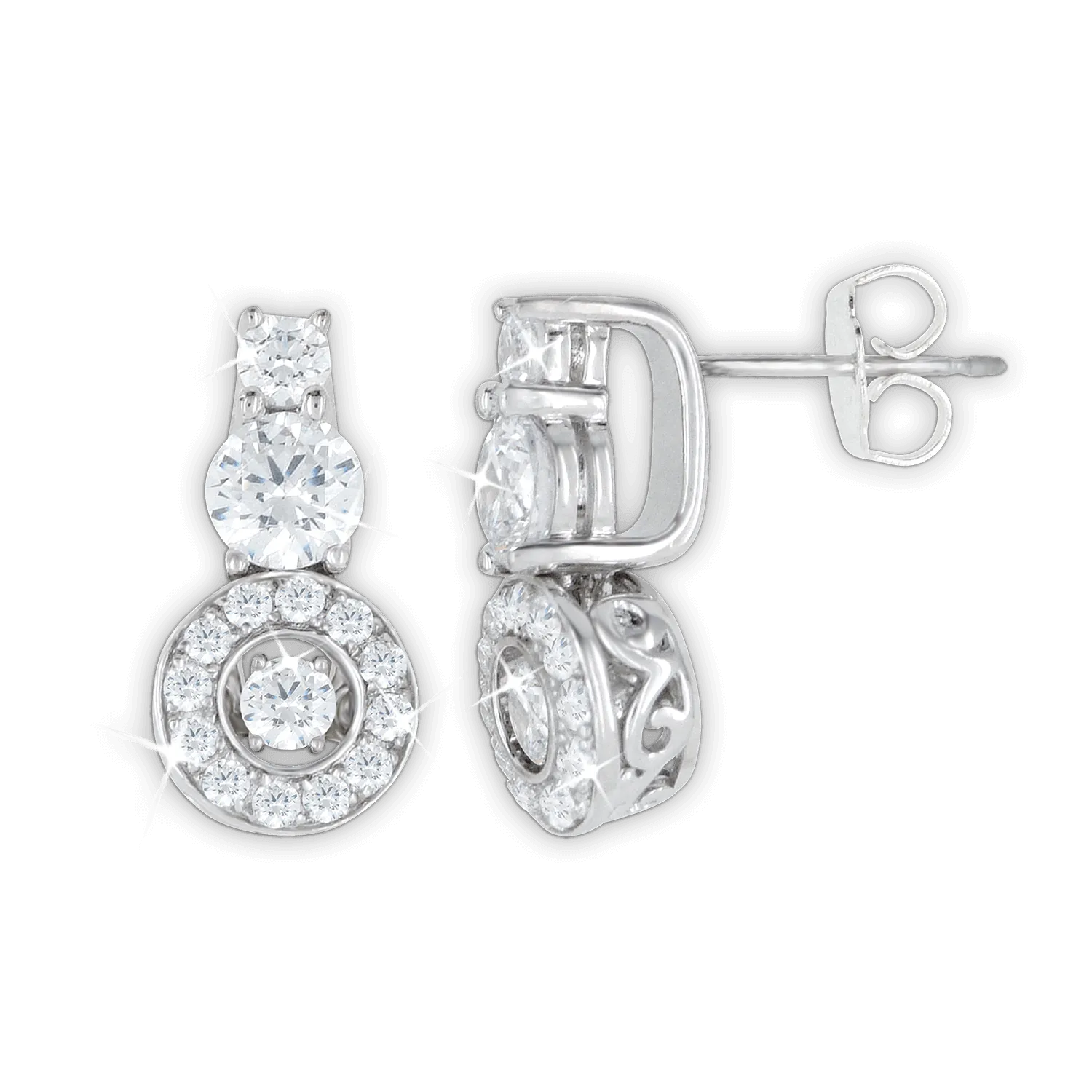 Shimmering Double Drop Halo Earrings