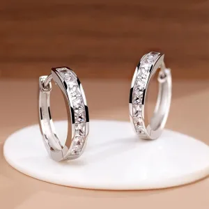 Shining Round Danggle Earrings Women Zircon Jewelry Birthday Gift