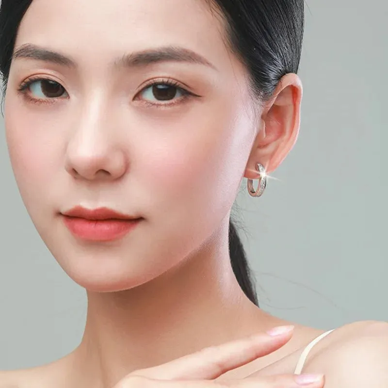 Shining Round Danggle Earrings Women Zircon Jewelry Birthday Gift